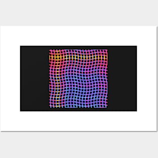 Wavy Plaid Rainbow on Black Repeat 5748 Posters and Art